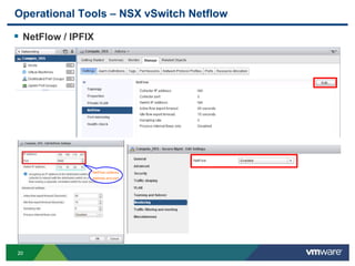 2020
Operational Tools – NSX vSwitch Netflow
 NetFlow / IPFIX
NetFlow collector
address and port
 