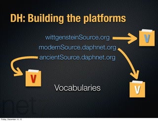 DH: Building the platforms
                                wittgensteinSource.org        V
                              m...