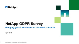 NetApp GDPR Survey
Gauging global awareness of business concerns
© 2018 NetApp, Inc. All rights reserved. — NETAPP CONFIDENTIAL —
April 2018
1
 