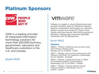 4
Platinum Sponsors
Sessions:
3288-2 - VMware: Implement your private cloud
with VMware vRealize Suite,
Monday, Oct 12, 11...