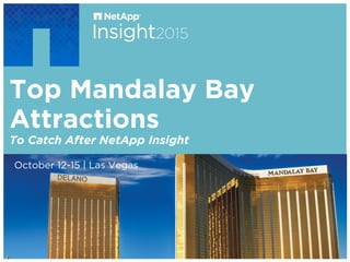 Top Mandalay Bay
Attractions
To Catch After NetApp Insight
​ October 12-15 | Las Vegas
 