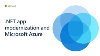 .NET app
modernization and
Microsoft Azure
 