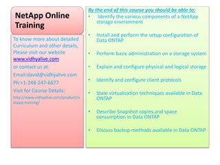 Netapp Training Netapp online training-30Hours Classes, 30Hours Lab,Assignments ...