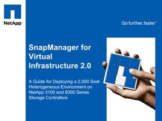 SnapManager for Virtual Infrastructure 2.0 A Guide for Deploying a 2,000 Seat Heterogeneous Environment on NetApp 3100 and 6000 Series Storage Controllers 
