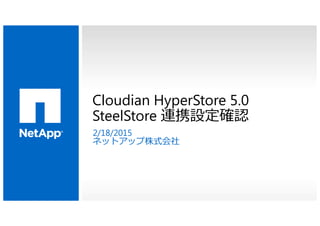 Cloudian HyperStore 5.0
SteelStore 連携設定確認SteelStore 連携設定確認
2/18/2015
ネットアップ株式会社
 