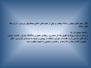 ‫خط‬ ‫داراي‬ ‫ورودي‬ ‫پيش‬ ‫حياط‬ ‫داخلي‬ ‫‌هاي‬
‫ه‬‫حجر‬ ‫از‬ ‫يكي‬ ‫و‬ ‫پيغمبر‬ ،‫راسته‬ ‫مجاور‬ ‫‌هاي‬
‫ه‬‫حجر‬ :‫تلفن‬
‫هستند‬ ‫تلفن‬
.
‫بنا‬ ‫در‬ ‫پيمون‬ ‫شناخت‬
‫پيمون‬ ،‫هندسه‬ ،‫نيارش‬ ‫—اتنگ‬‫گ‬‫تن‬ ‫همياري‬ ‫و‬ ‫رابطه‬ ،‫معماري‬ ‫اثر‬ ‫يك‬ ‫تكوين‬ ‫به‬ ‫مربوط‬ ‫مراحل‬ ‫تمام‬ ‫در‬
‫عامل‬ ،‫كاربردي‬ ‫نيازهاي‬ ‫به‬ ‫توجه‬ ‫و‬ ‫پيمون‬ ‫از‬ ‫استفاده‬ ‫نيارش‬ ‫و‬ ‫هندسه‬ .‫دارد‬ ‫اساسي‬ ‫نقش‬ ‫گز‬ ‫و‬
‫است‬ ‫مطلوب‬ ‫نتيجه‬ ‫به‬ ‫دستيابي‬ ‫راهنماي‬ ‫و‬ ‫‌ها‬
‫ه‬‫انداز‬ ‫و‬ ‫ابعاد‬ ‫كنترل‬ ‫و‬ ‫تعيين‬.
 