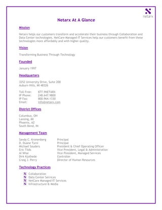 Netarx At A Glance | PDF