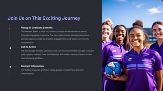 Netball Team School Tour Pitch Deck Template | PDF