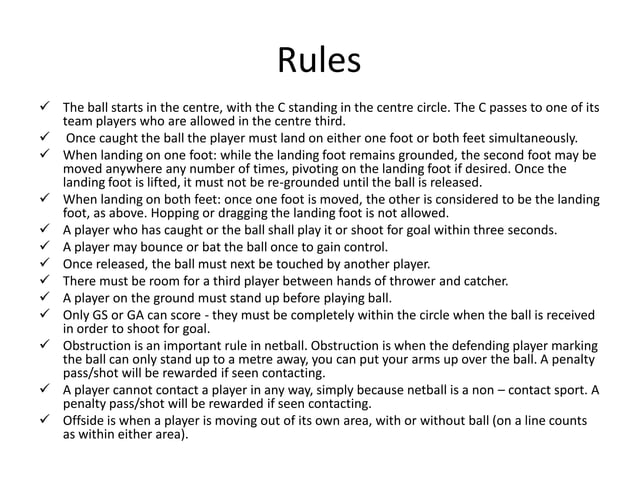 Netball powerpoint | PPTX | Sports