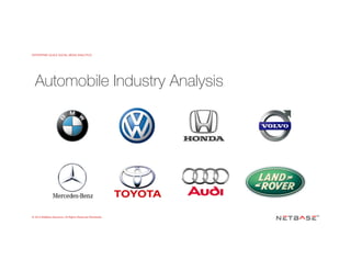 ENTERPRISE-SCALE SOCIAL MEDIA ANALYTICS
© 2015 NetBase Solutions. All Rights Reserved Worldwide.
Automobile Industry Analysis
 
