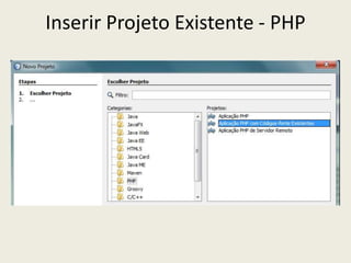 Inserir Projeto Existente - PHP
 