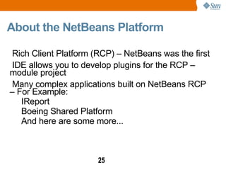 Netbeans Platform Development – Visual Library API, Rich Client Development, Lexer API, etc. 