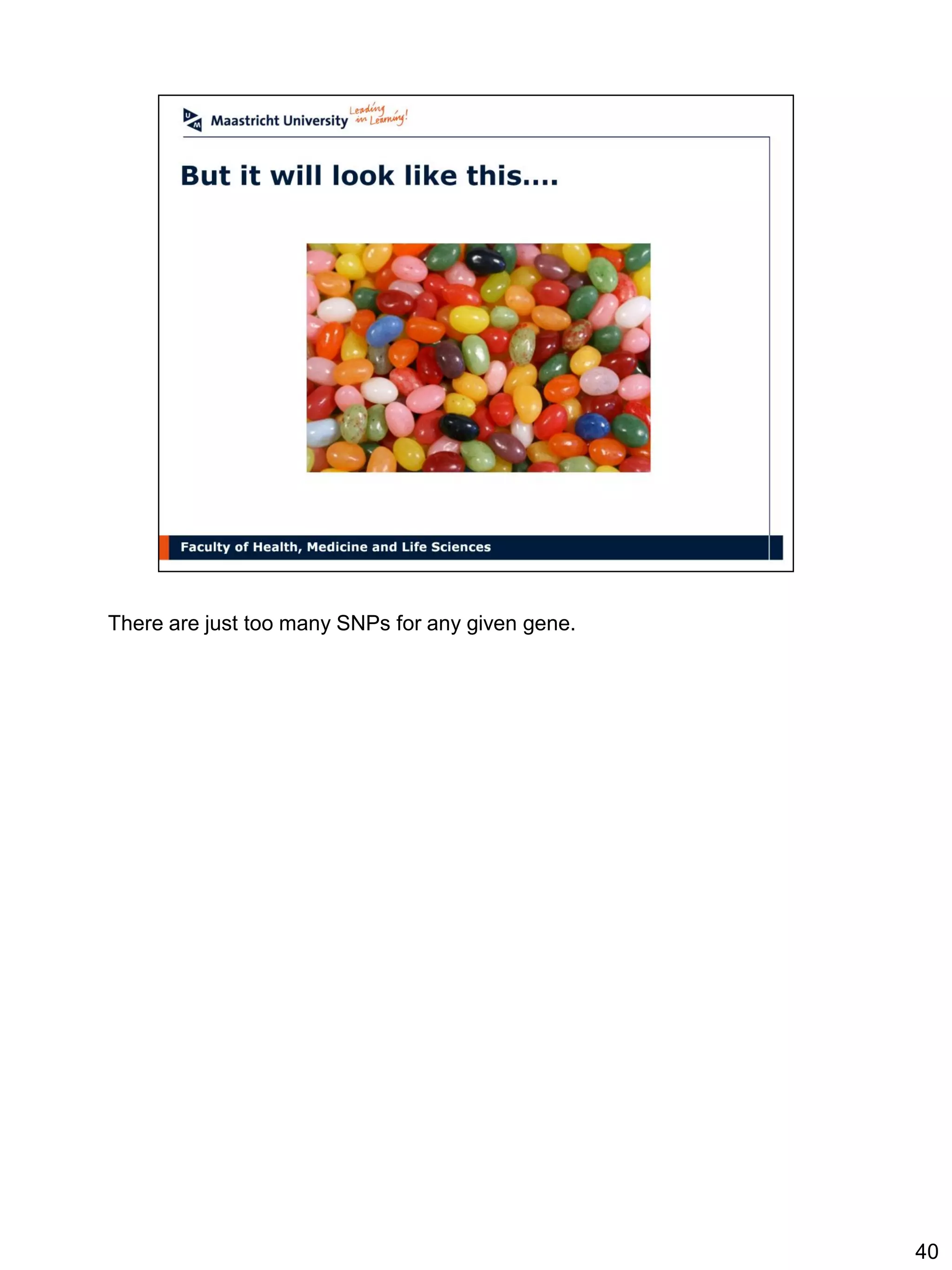 There are just too many SNPs for any given gene.




                                                   40
 