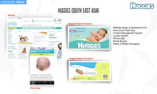 Website
iPhone App
Huggies Diaper Packaging
Huggies Wipes Packaging
huGgies (soUth eAst asIa)
Website design & development for
entire South East Asia

Content Management System

Loyalty System

iPhone App

Media Buying

Diaper & Wipes Packaging
CATEGORY: FMCG
 