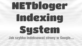NETbloger
 Indexing
  System
 