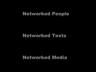 Networked People Networked Texts Networked Media Networked World Networked Time 