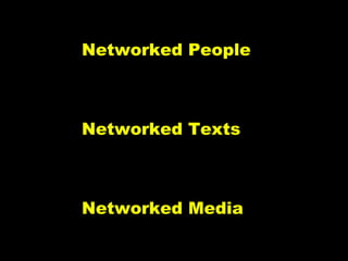 Networked People Networked Texts Networked Media Networked World Networked Time 