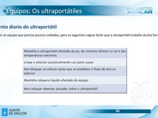 Equipos: Os ultraportátiles Comezando a utilizar o ultraportátil…. Para abrir o panel LCD, suxeite o equipo da base e eleve a tapa tirando dunha das esquinas ata a posición desexada. Abrir o panel LCD RECOMENDACIÓN : Nunca eleve a tapa tirando da Webcam 
