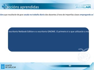 Conectividade dos equipos Limitacións da WIFI Un dos  problemas da introdución masiva de equipamento  nos centros educativos son os  límites á velocidade de conexión . Estes límites poden afectar tanto á  conectividade dos equipos cos servidores  instados nos centros, como á  conectividade a Internet . Estes límites pódense dividir en  dous categorías  en función da súa facilidade de  identificación : 