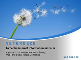 N E T B R E E Z E Tame the internet information monsterImprovedcompany performance through Web- and Social Media Monitoring 