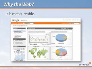 Why the Web?
It is measureable.
 