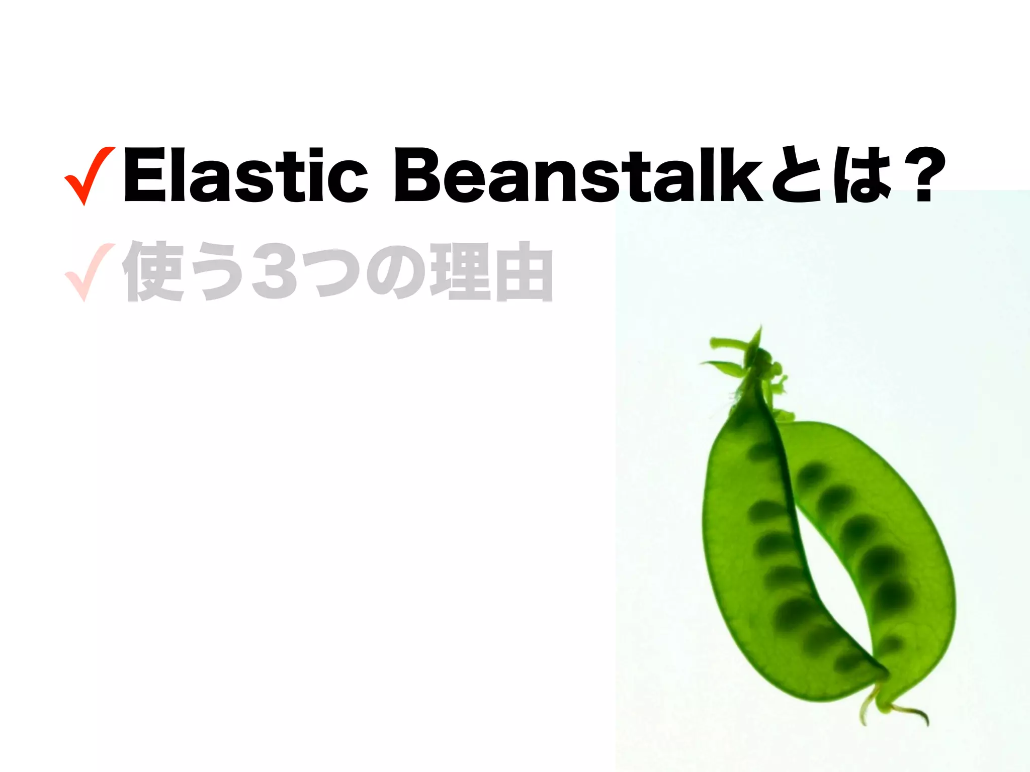 ✓Elastic Beanstalkとは？
✓使う3つの理由
 