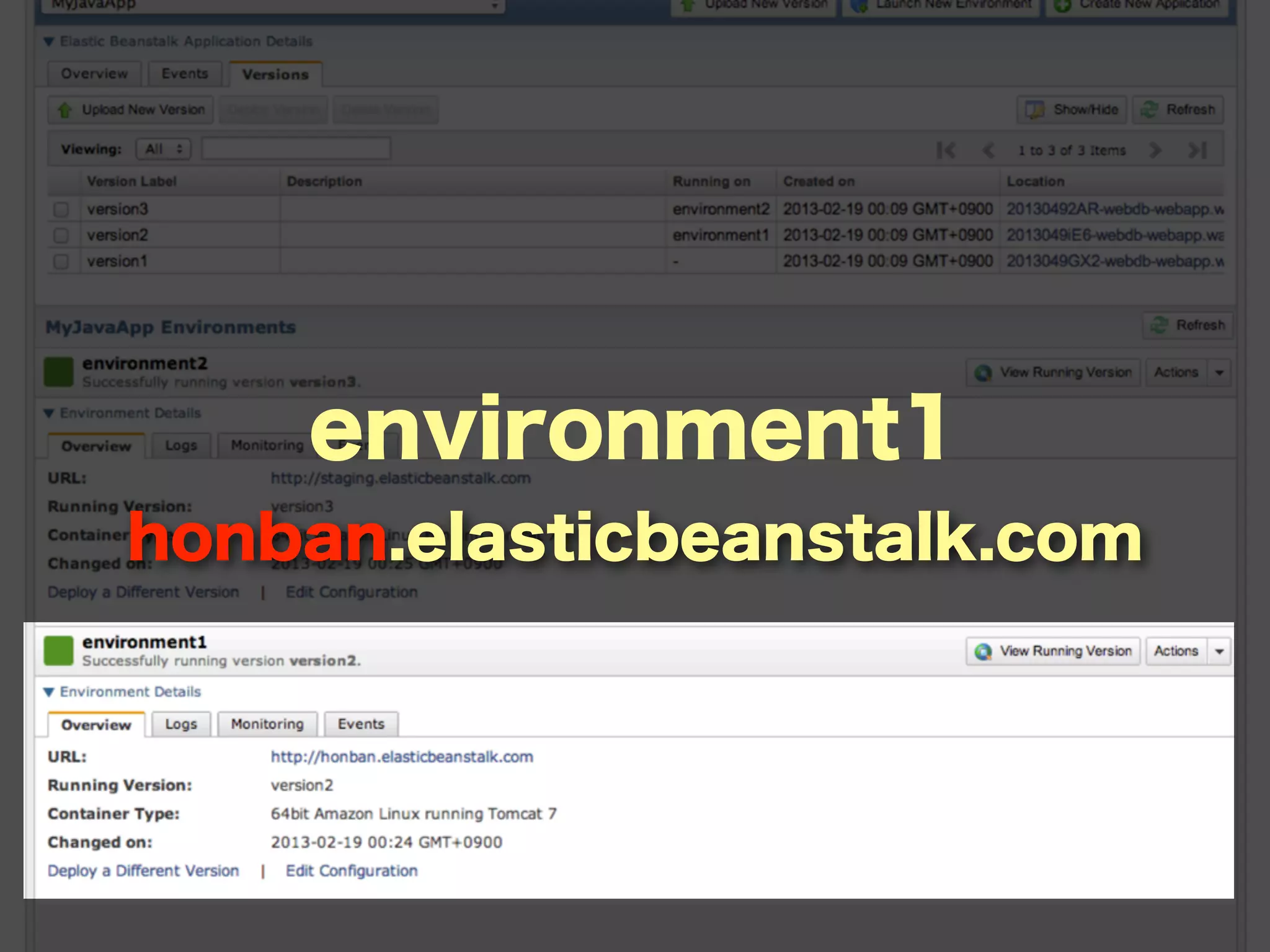 environment1
honban.elasticbeanstalk.com
 
