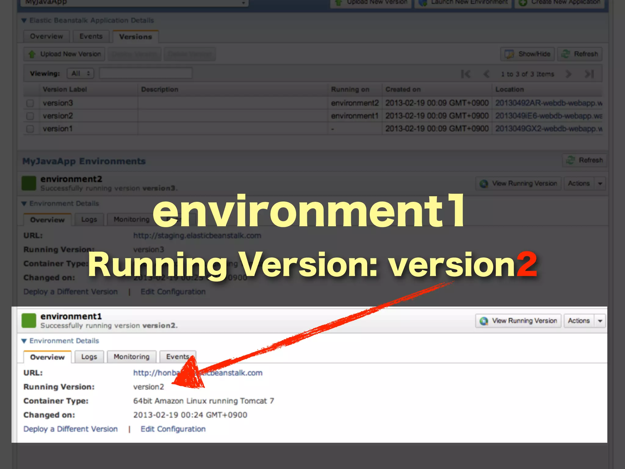 environment1
Running Version: version2
 