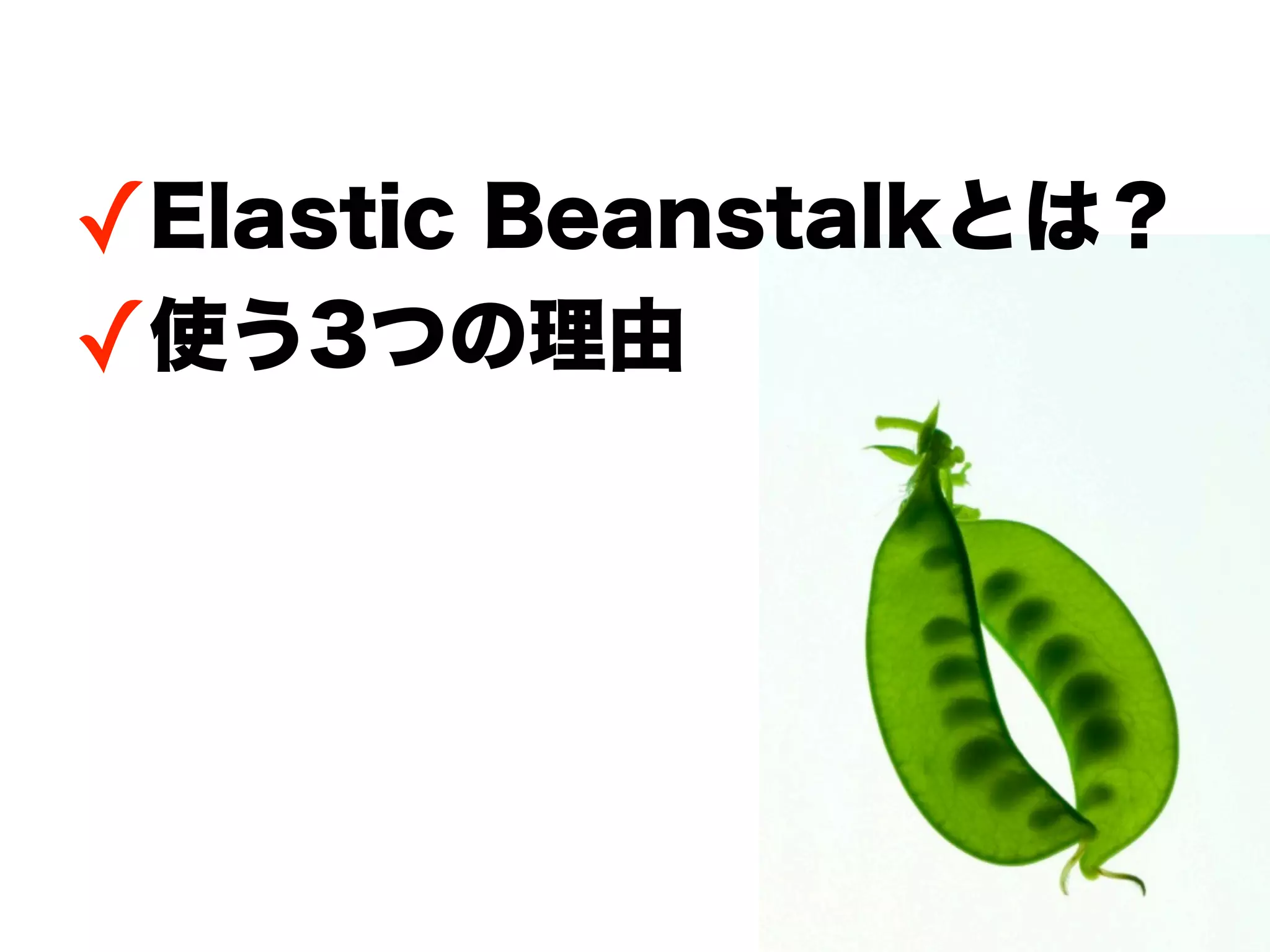 ✓Elastic Beanstalkとは？
✓使う3つの理由
 