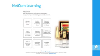 NetCom Learning
We manage learning.
“Building an Innovative Learning Organization. A Framework to Build a Smarter Workforce, Adapt
to Change, and Drive Growth”. Download now!
 