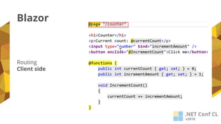 Blazor
Routing
Client side
 