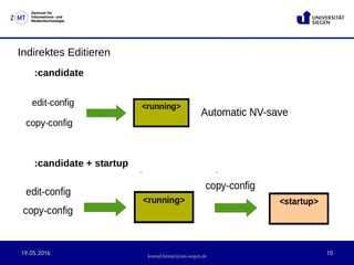 19.05.2016 10
Zentrum für
Informations- und
Medientechnologie
konrad.heimel@uni-siegen.de
Indirektes Editieren
:candidate
:candidate + startup
 