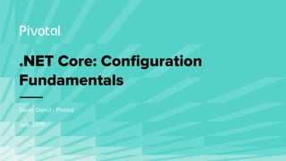.NET Core: Conﬁguration
Fundamentals
David Dieruf - Pivotal
July, 2019
 
