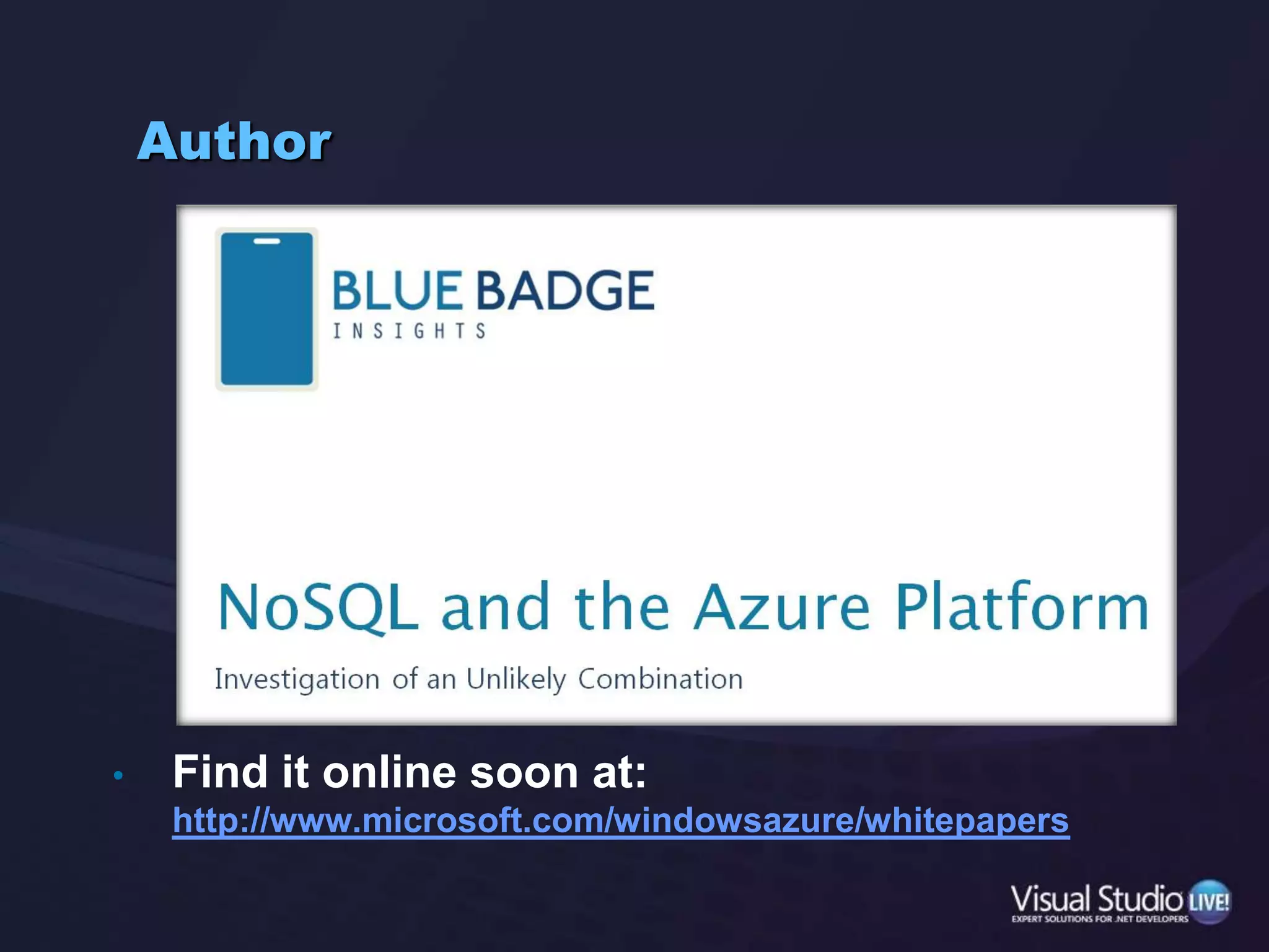 AuthorFind it online soon at:http://www.microsoft.com/windowsazure/whitepapers