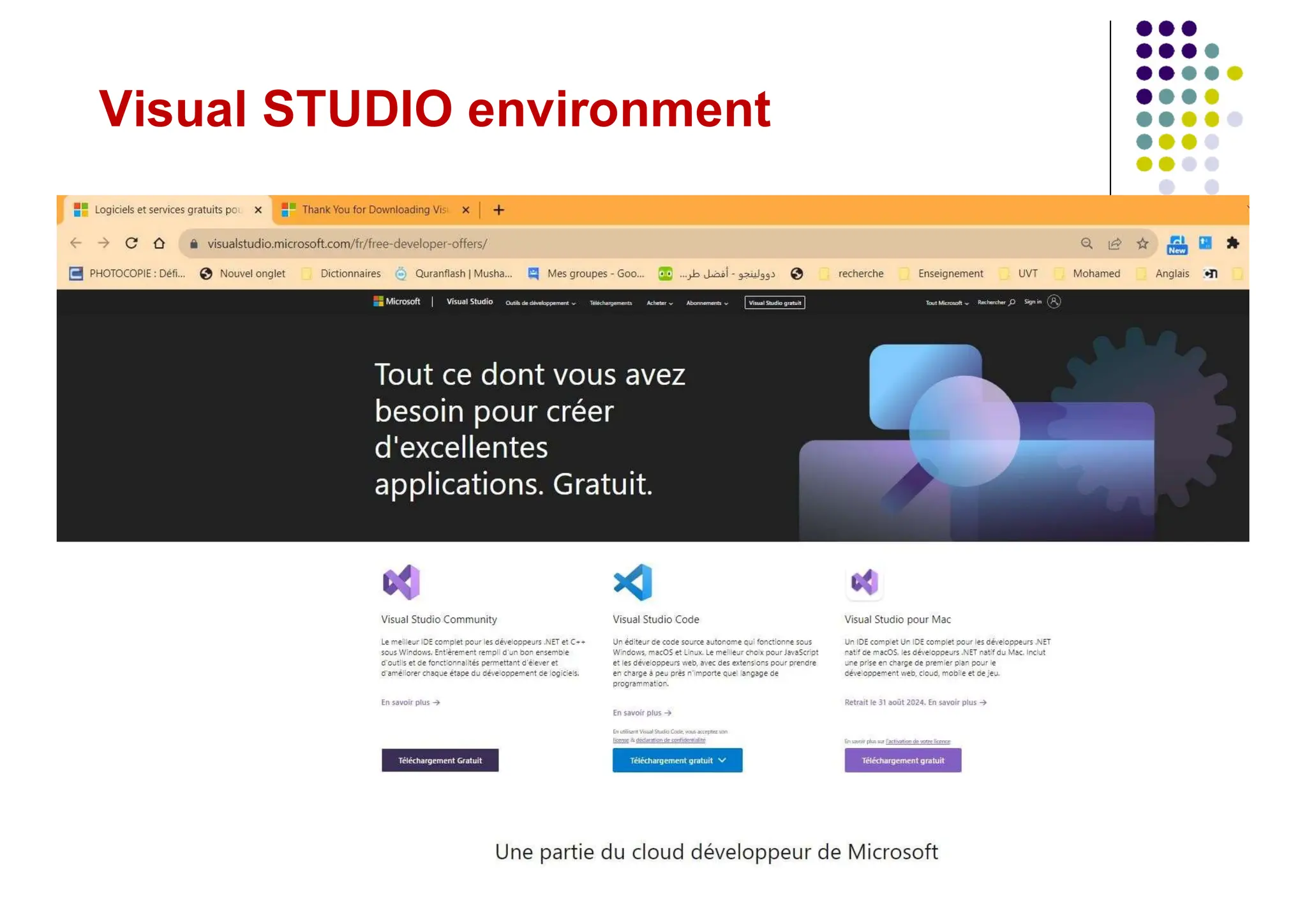 Visual STUDIO environment
 