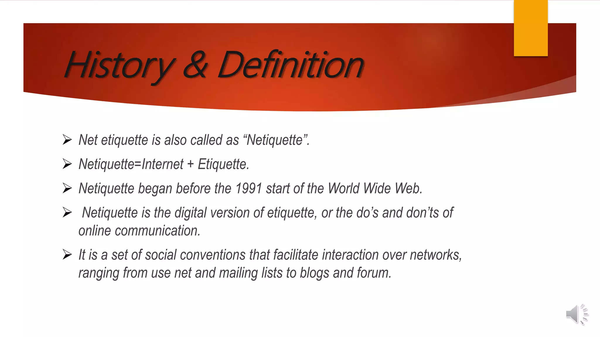 Netiquette Defonition Net etiqutte | PPTX