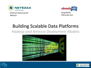 Krishnan Parasuraman       Greg Rokita
Netezza                    Edmunds.com




  Building Scalable Data Platforms
 Hadoop and Netezza Deployment Models
 