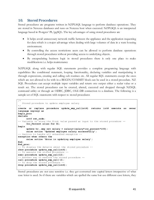 Netezza fundamentals for developers