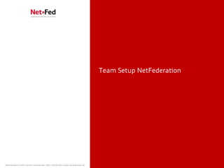 Team Setup NetFederation




NetFederation GmbH | Sürther Hauptstraße 180b | 50999 Köln | www.net-federation.de
 