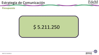 Estrategia de Comunicación
Presupuesto

$ 5.211.250

28

BRIEF DE AGENCIA

 