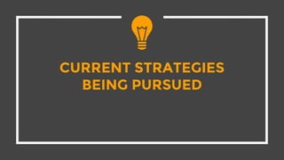 CURRENT STRATEGIES
BEING PURSUED
 