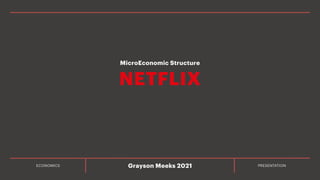 ECONOMICS PRESENTATION
Grayson Meeks 2021
NETFLIX
MicroEconomic Structure
 