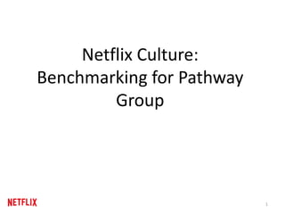 Netflix Culture:
Benchmarking for Pathway
Group
1
 