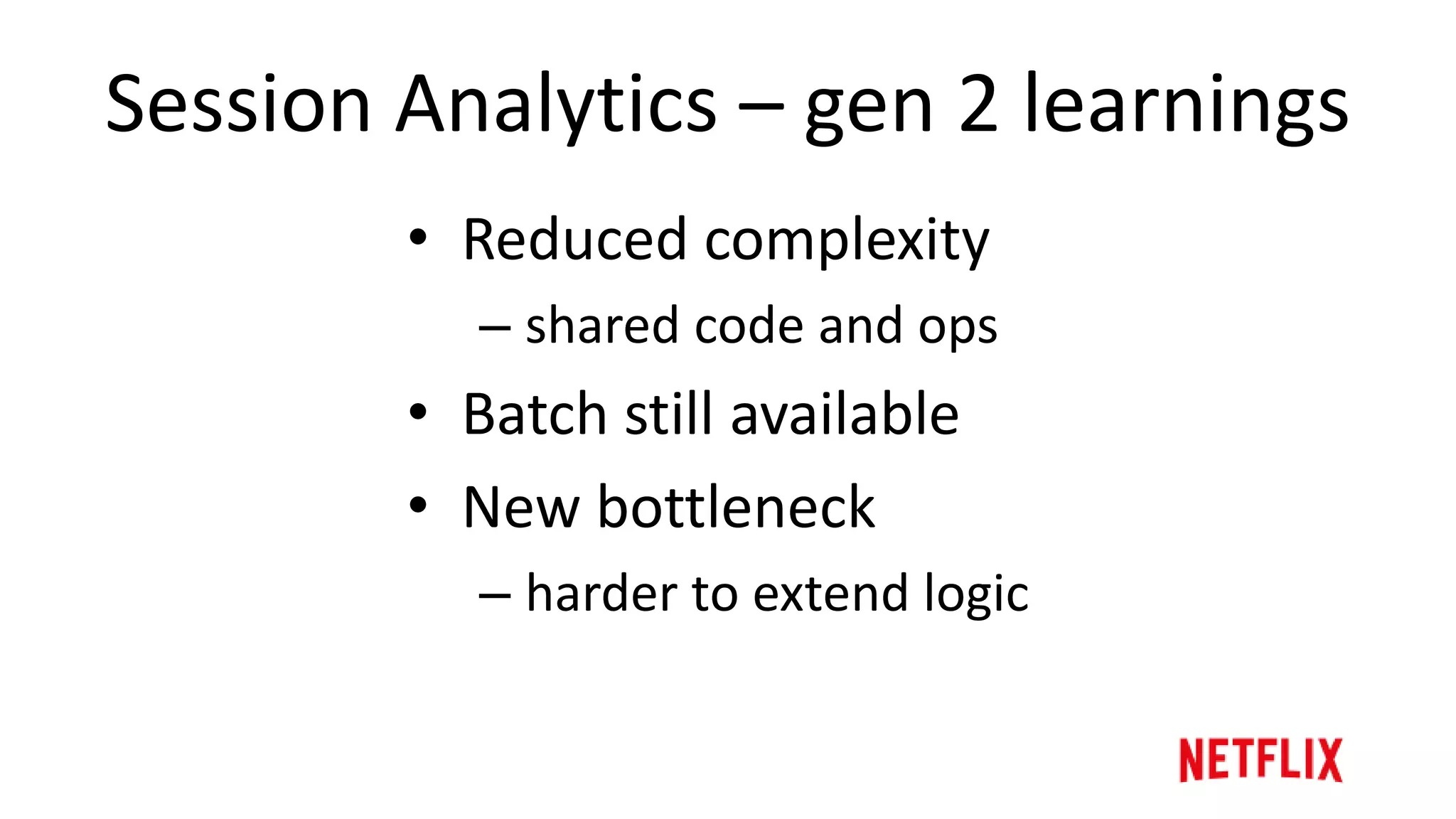 Session Analytics – gen 2
• Storage • Processing
Session Events
& Logs
Java
 