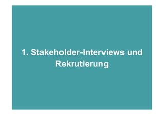 1. Stakeholder-Interviews und
               Rekrutierung



6.10.2009   Seite 16 von 48      © NetFlow, 2009
 