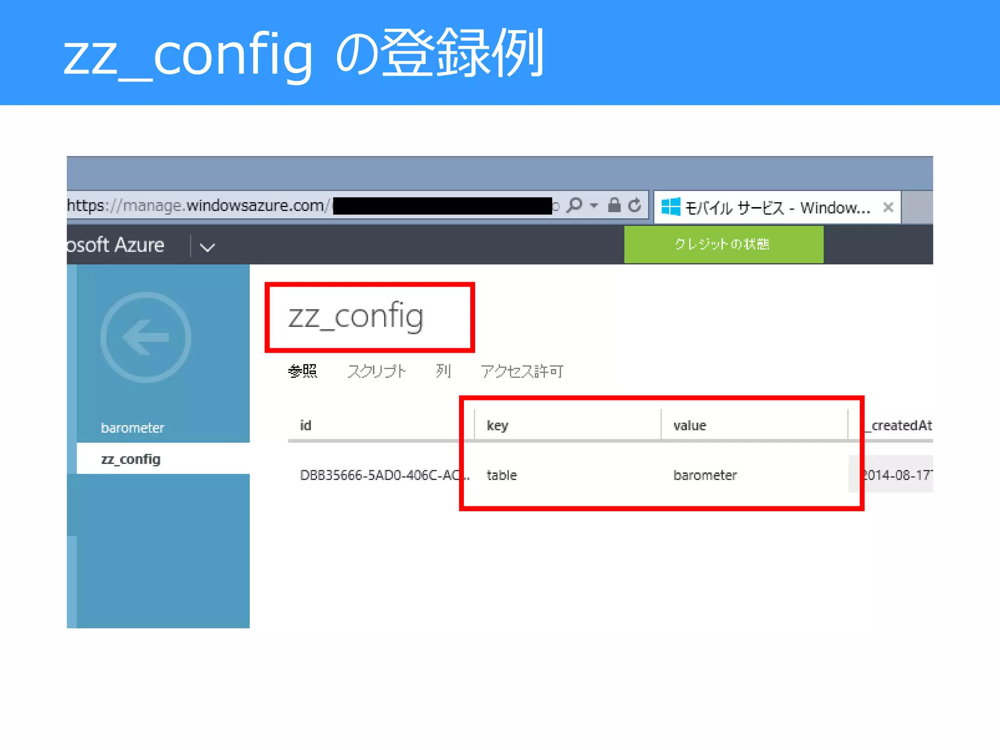 zz_config の登録例
 