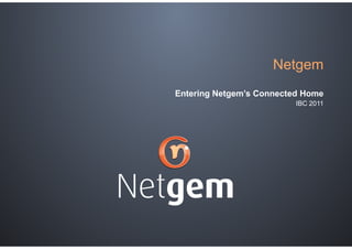Netgem
Entering Netgem’s Connected Home
                          IBC 2011
 