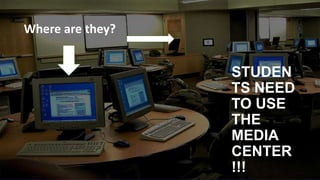 Where are they?

STUDEN
TS NEED
TO USE
THE
MEDIA
CENTER
!!!

 