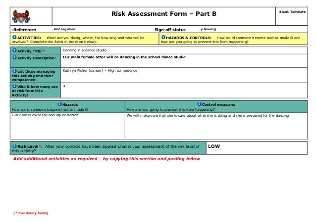 netherhall risk assessment form 3 high risk activity form