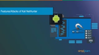 Features/Attacks of Kali NetHunter
NMAP Scanner MITM Framework
KeX Manager Metasploit Generator
 